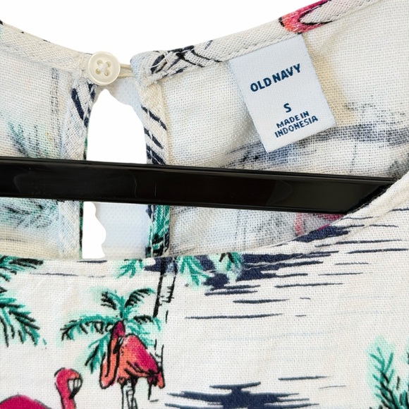 Old Navy linen Cream Tropical Floral One-Piece Romper Size Small - Picture 4 of 7